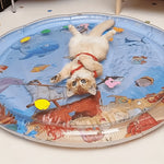 BDTGP Pet Water Play Mat for Cats And Dogs, Inflatable Ocean-Themed Toy with Floating Shapes, Indoor And Shaded Outdoor Activity Mat, Without Battery