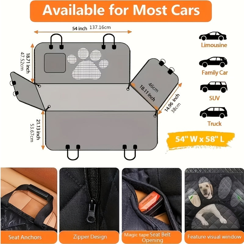 Pet Dog Seat Cover, Hammock-Style Design, Anti-Slip, Durable And Soft Rear Seat Cover for Pets. Made of Thickened 600D Heavy-Duty Fabric, This Pet Car Mat Fits Sedans, Trucks, And Suvs. It Is an Open Mesh Dog Car Seat Cushion