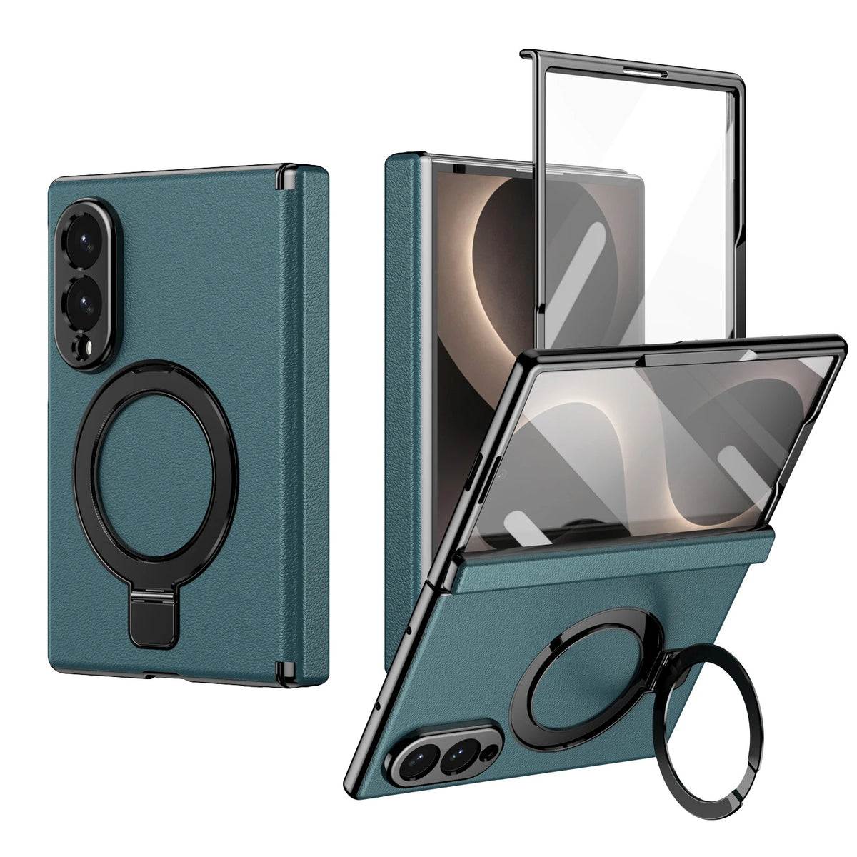 Case for Samsung Galaxy Z Fold 8 Ultra Fold 8 7 6 5 4 Magnetic Hinge Protection with Screen Protector Rotate Ring Holder Cover