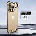 Irregular Metal Bumper Phone Case For IPhone 18 17 16 15 14 13 12 Pro Max Plus Lens Film Protect Bare Aluminum Shockproof Cover