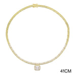 High Quality Geometric 5A CZ Tennis Chain Luxury Long Y Lariat Necklace For Women Fashion Rectangle Charm Choker Jewelry 2026