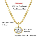 2/3/4CT Oval Cut D-Color VVS1 Solitaire Moissanite Pendant Necklace 1.5mm Solid Choker S925 Sterling Silver GRA Certified Pass Diamond Tester Luxury Fine Jewelry Wedding Party Anniversary Daily Gift For Women