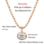 2/3/4CT Oval Cut D-Color VVS1 Solitaire Moissanite Pendant Necklace 1.5mm Solid Choker S925 Sterling Silver GRA Certified Pass Diamond Tester Luxury Fine Jewelry Wedding Party Anniversary Daily Gift For Women