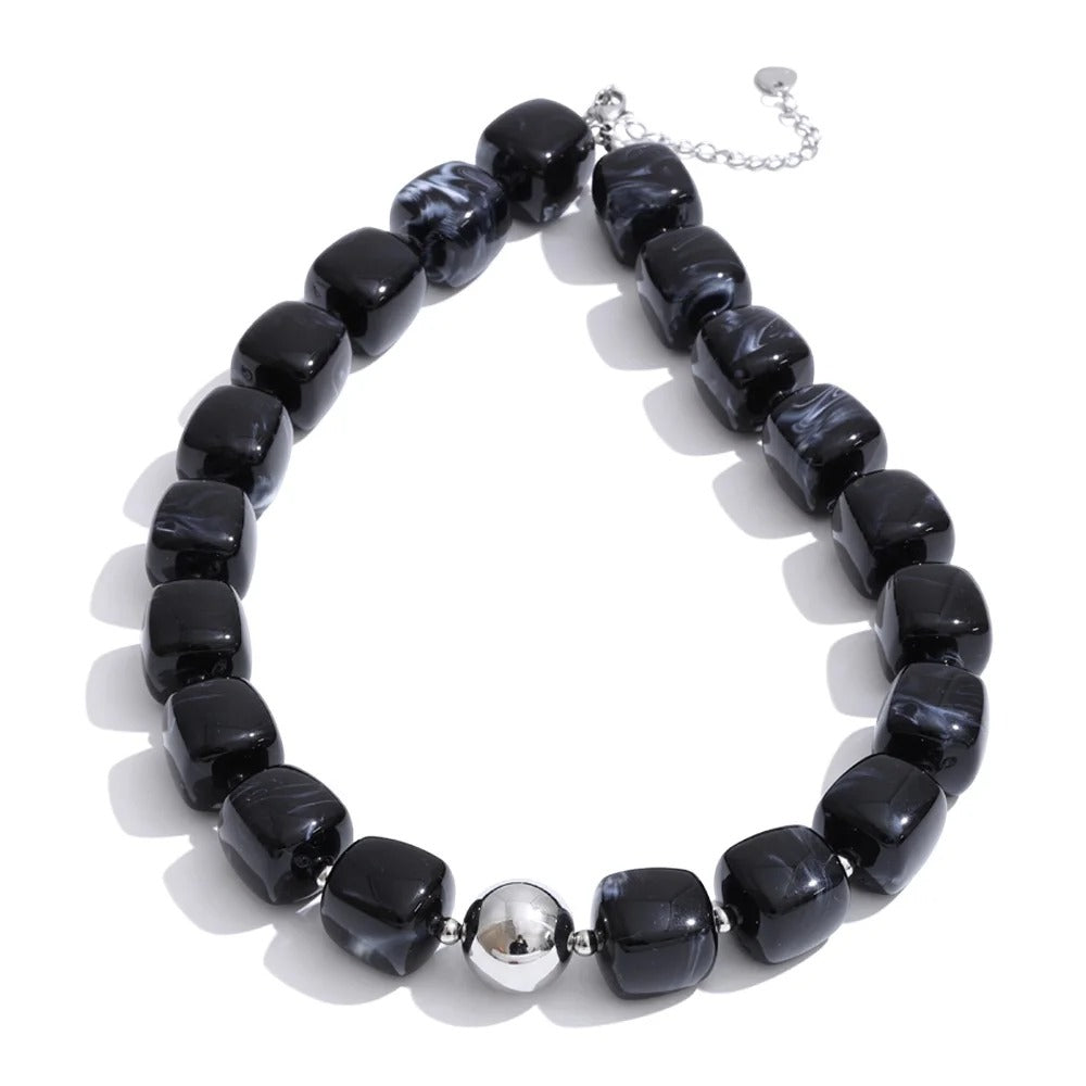 Yhpup Hot Style Handmade Jewelry Acrylic Resin Beads Chain Necklace Bracelet Stainless Steel Spring Summer Statement Accessories