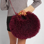 Women's Fashion Long Fur Wool Bag beach Faux Wool Fur Shoulder Bag Ladies Faux Furs Handbag Luxury Mongolian Sheep Fur Bags