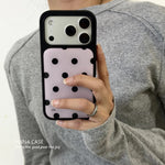 Korean Pink Background Polka Dots Black Border Drip Glue Phone Case For iPhone 17 Back Cover