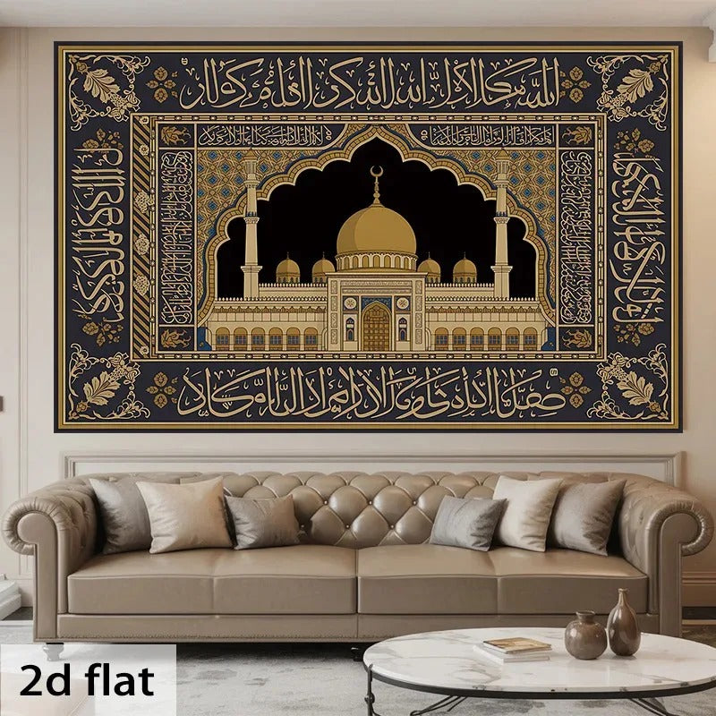 VIKAMA Silk Mural Islamic Home Decoration Elegant Mosque Living Room Bedroom Dormitory Party Decoration Home Decoration