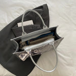 Luxury Elegant Women Tote Bag Embroid Bouquet Pattern PU Leather Tote Bag Letter Scarf Handbag for Commute Shopping