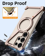 Oatsbasf Metal Frameless Phone Case for Samsung Galaxy S25 S24 Ultra with Stand 360° Rotation Magsafe Bumper Protective Cover