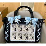 New Japanese Cute Sweet Ribbon Ita Bag Lolita Girls Transparent Handbags Fashion Large Capacity Tote Bag Aesthetic Shoulder Bags