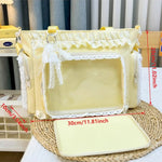 Y2k New Sweet Ita Shoulder Bag Lolita Girl Transparent Crossbody Bag Women Large Capacity Lace Tote Bag Cute DIY Display Handbag