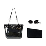 Y2k Aesthetic Underarm Ita Bag Streetwear Girl Transparent Shoulder Bag Heart Shape Chic Chain Handbag DIY Display Crossbody Bag