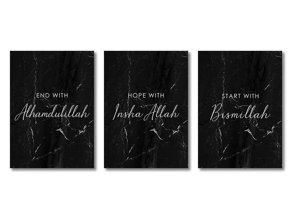 3PCS Ayatul Kursi Quran Islamic Gold Beige Black Canvas Painting Muslim Wall Art Print Picture For Living Room Home Decor