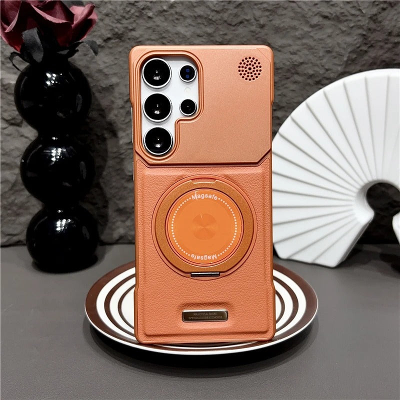 360 Rotating Bracket Hard PC Phone Case For Magsafe Samsung S26 S25 S24 S23 S22 Ultra Plus Magnetic Stand Holder Frameless Cover