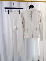 Gold zipper jacket and yoga pants set, sportswear, quick-dry and breathable, slimming and lightweight, tight-fitting