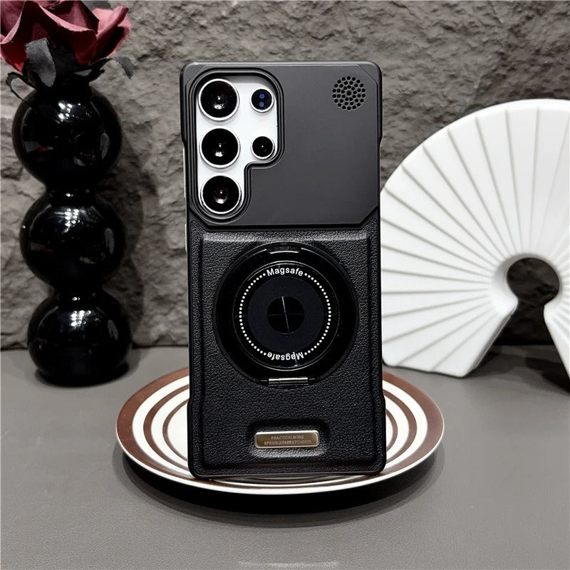 360 Rotating Bracket Hard PC Phone Case For Magsafe Samsung S26 S25 S24 S23 S22 Ultra Plus Magnetic Stand Holder Frameless Cover