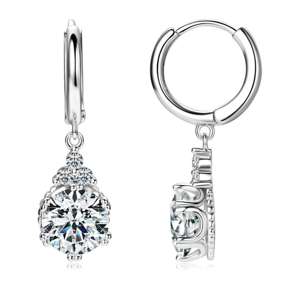 Sweetrain 1CT 2CT Moissanite Drop Earrings For Women Sparkling Lab Diamond 18K Gold Plated 925 Sterling Silver Dangle Earring
