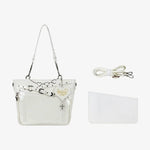 Y2k Aesthetic Underarm Ita Bag Streetwear Girl Transparent Shoulder Bag Heart Shape Chic Chain Handbag DIY Display Crossbody Bag