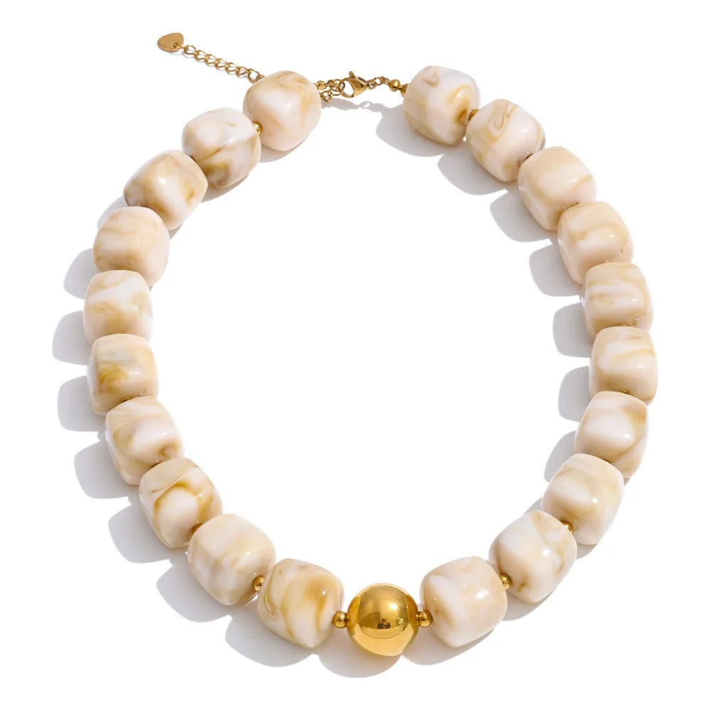 Yhpup Hot Style Handmade Jewelry Acrylic Resin Beads Chain Necklace Bracelet Stainless Steel Spring Summer Statement Accessories