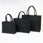 Custom Logo Natural Black Jute Bag Hessian Shopper Tote Bags With Strong Handles