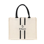 Custom Logo Natural Black Jute Bag Hessian Shopper Tote Bags With Strong Handles