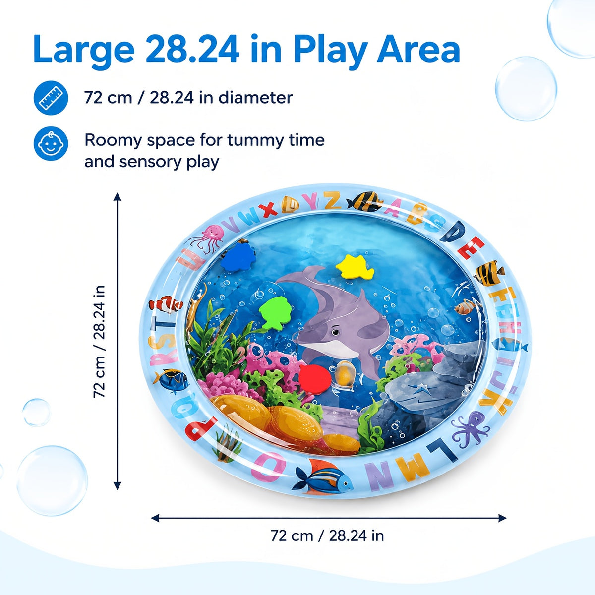 BDTGP Pet Water Play Mat for Cats And Dogs, Inflatable Ocean-Themed Toy with Floating Shapes, Indoor And Shaded Outdoor Activity Mat, Without Battery
