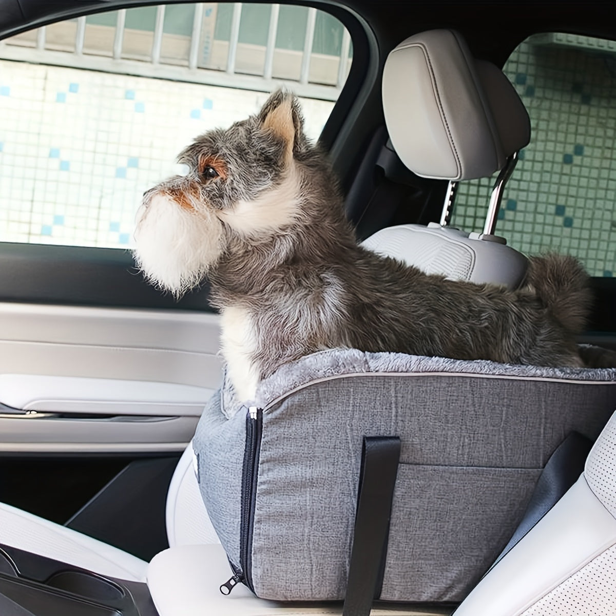 PETFANGFANG Cozy Pet Car Seat - Portable Dog & Cat Travel Bag with Secure Buckle Closure, Polyester Material for Small to Medium Pets