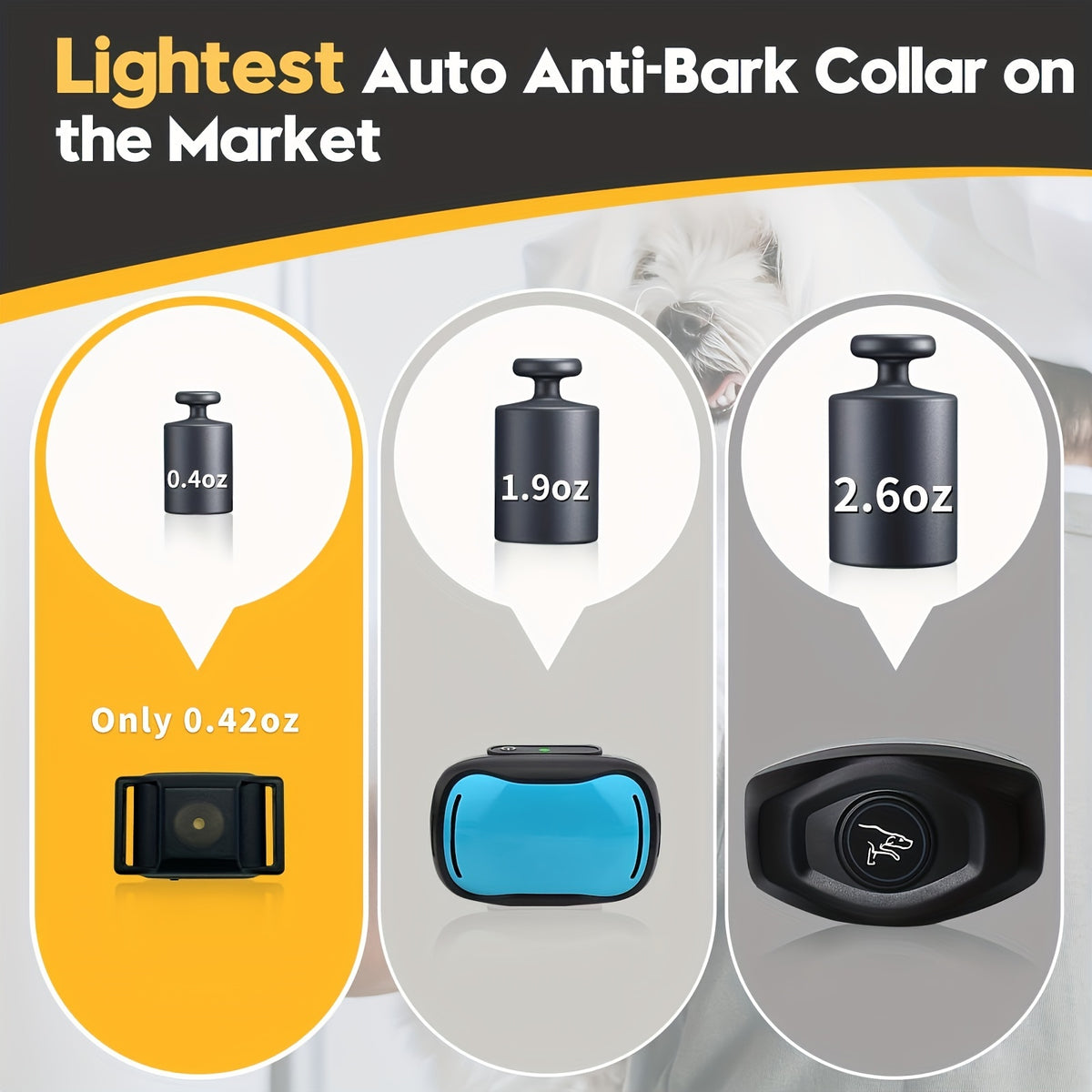 [No Shock Vibration Sound] Tiniest Bark Collar for Small Dogs 5-15lbs, Only 1.6 * 1in & 0.42oz, No Shock with Vibration &Sound, Extra Small & Rechargeable, 5 Sensitivity Levels