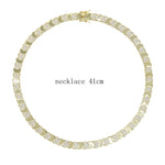 Geometric Moon Shaped Bling Cz Charm Link Chain High Polished Shiny Gold Color Metal Bracelet Necklace Fashion Women Jewelry