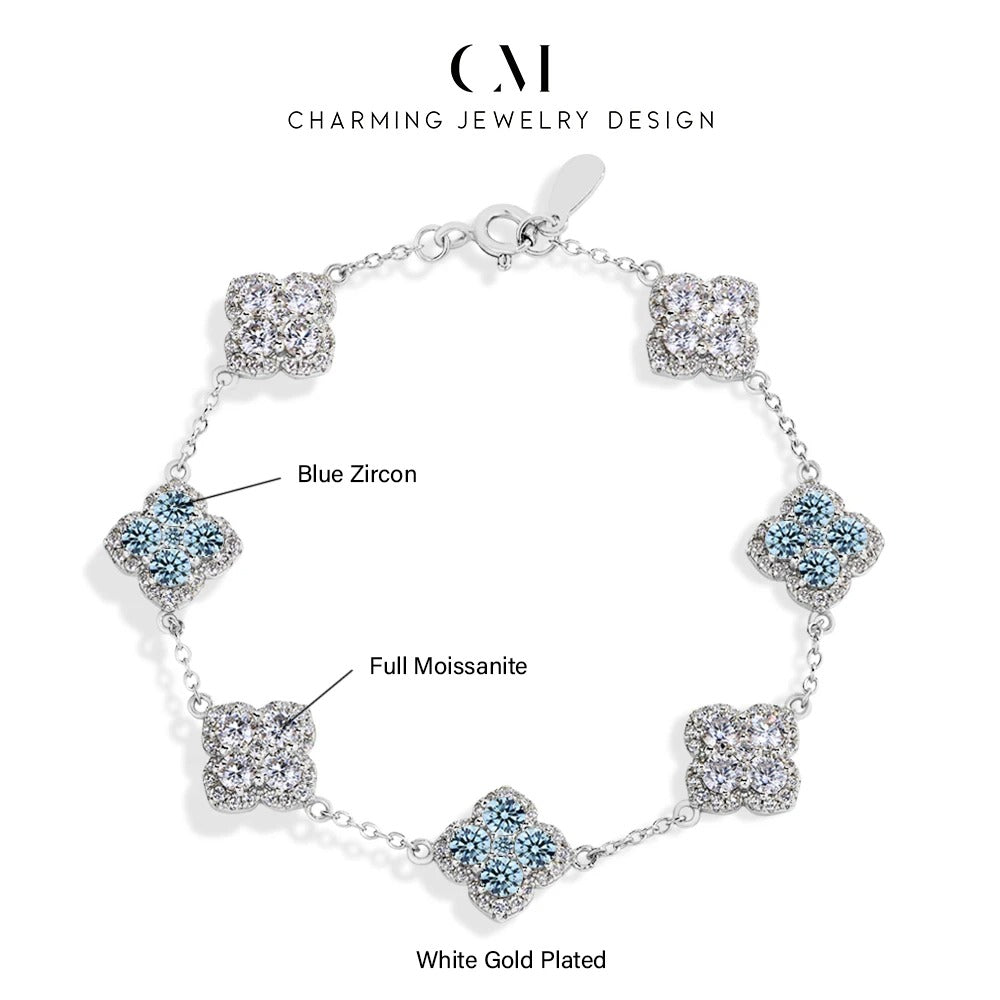 CHARMING Sparkling S925 Silver Top Quality Round Cut Moissanite Diamond Bracelet For Women Engagement Wedding Party Jewelry Gift