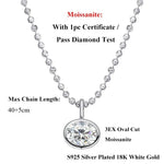 2/3/4CT Oval Cut D-Color VVS1 Solitaire Moissanite Pendant Necklace 1.5mm Solid Choker S925 Sterling Silver GRA Certified Pass Diamond Tester Luxury Fine Jewelry Wedding Party Anniversary Daily Gift For Women
