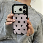 Korean Pink Background Polka Dots Black Border Drip Glue Phone Case For iPhone 17 Back Cover