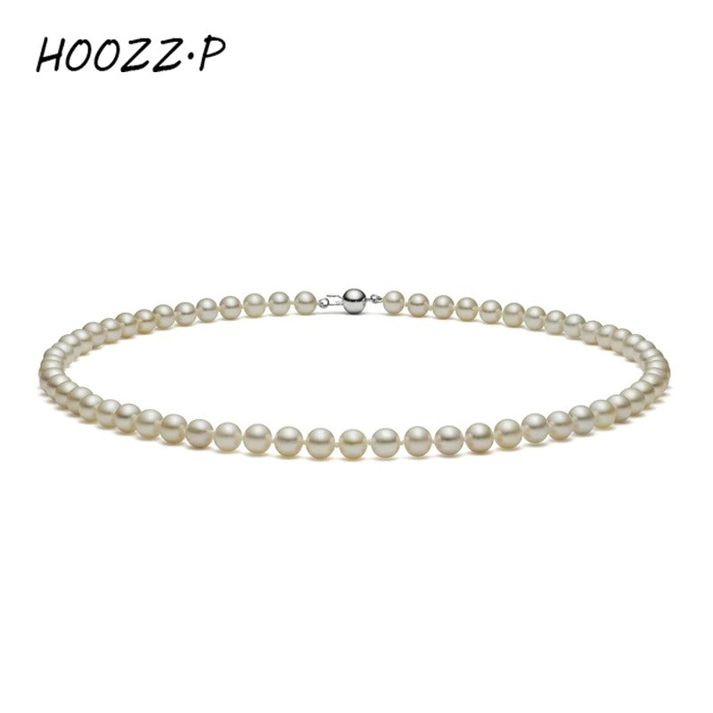 HOOZZ.P Natural Freshwater Pearl Necklace Fine Jewelry For Women Silver 925 Jewelry 2022 Elegant Gift White 6-7mm AA Quality