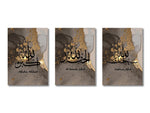 3PCS Ayatul Kursi Quran Islamic Gold Beige Black Canvas Painting Muslim Wall Art Print Picture For Living Room Home Decor