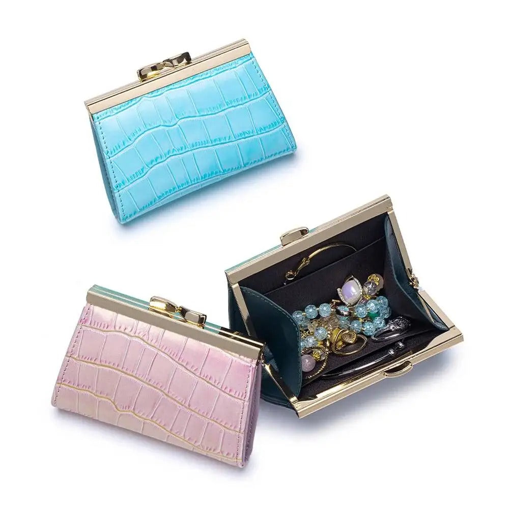 Brnad Lady Mini Bag Jewelry Storage Bag Woman Coin Wallet Top-layer Crocodile-patterned Cowhide Compact Coin Purse For Women