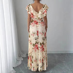 Women's Summer Hot Sale Digital Print Dress – Pleated Ruffled Waist Romantic Vacation Maxi Euro American