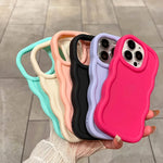 6 Pcs Wavy Edge Solid Color Soft Touch Shockproof Phone Cases, Minimalist Stylish Protective Covers Compatible with iPhone 12,13,14,15,16,17 Pro Max/Plus/Air