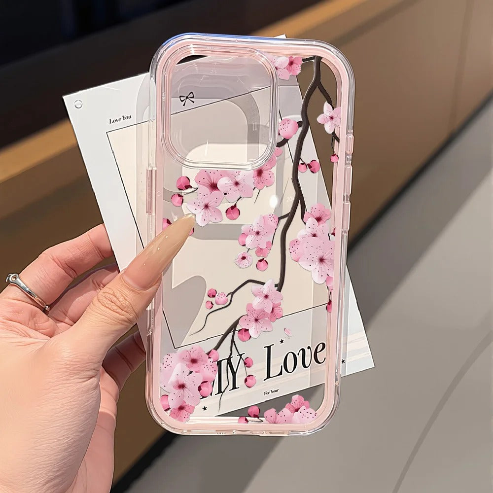 2 in 1 Candy Color Phone Case For iPhone 11 16 17 Pro Max 13 15 14 12 17 Air 17promax Soft TPU Transparent Flower Funda Cover