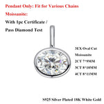 2/3/4CT Oval Cut D-Color VVS1 Solitaire Moissanite Pendant Necklace 1.5mm Solid Choker S925 Sterling Silver GRA Certified Pass Diamond Tester Luxury Fine Jewelry Wedding Party Anniversary Daily Gift For Women
