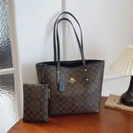 Large Capacity Printed Bucket Tote Bag Zipper Opening Single Shoulder Handbag Simple City Style For Travel Shopping