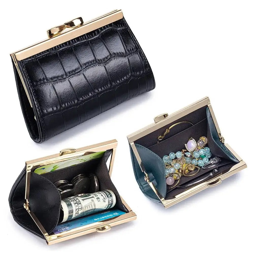 Brnad Lady Mini Bag Jewelry Storage Bag Woman Coin Wallet Top-layer Crocodile-patterned Cowhide Compact Coin Purse For Women