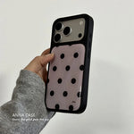 Korean Pink Background Polka Dots Black Border Drip Glue Phone Case For iPhone 17 Back Cover