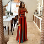 Tie-dye Gradient Hollow Out Women's Maxi Dress Elegant Off Shoulder A-line Hem Long Dresses New Summer 2025 Holiday Female Robes
