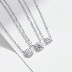 MODIAN Square & Round Halo Moissanite 925 Sterling Silver Pendant Necklace D Color VVS1 Lab Diamond Necklace For Women Jewelry