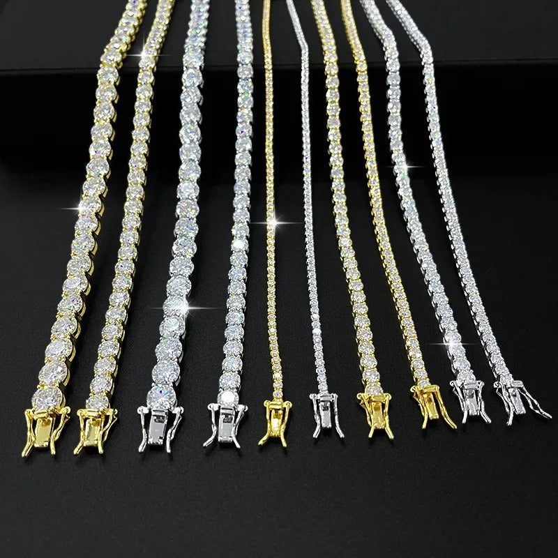 New D VVS1 925 Sterling Silver Moissanite Tennis Necklace Original with GRA Bracelets for Women Man Sparkling Party Jewelry