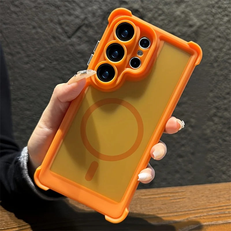 Fashion Matte Translucent Four Corners Shockproof Magnetic Phone Case for Samsung Galaxy S26 S24 S25 Ultra Plus Protection Cover
