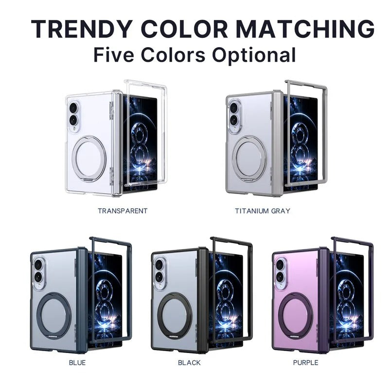 For Samsung Galaxy Z Fold 7 zFold 8 Wide 8Ultra Slim Skin Feel Magnetic Foldable Phone Case 360° Rotating Ring Stand Hinge Cover