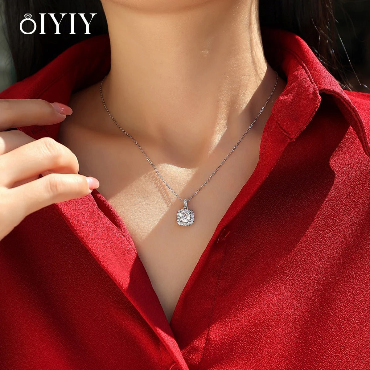 OIYIY Moissanite Necklace for Women 925 Sterling Silver D VVS1 GRA Certified Lab Grown Diamond Pendant Luxury Fine Jewelry Gift