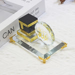 Muslim Crystal Gilded Kaaba Model Kits Muslim Showpiece Islamic Architecture Handicraft Home Vehicle Decor Islamic Building Gift