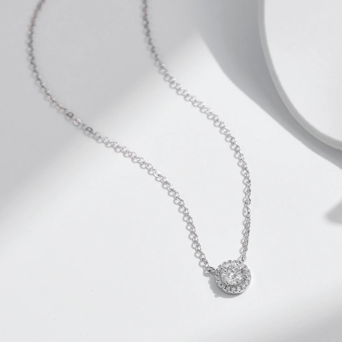 MODIAN Square & Round Halo Moissanite 925 Sterling Silver Pendant Necklace D Color VVS1 Lab Diamond Necklace For Women Jewelry